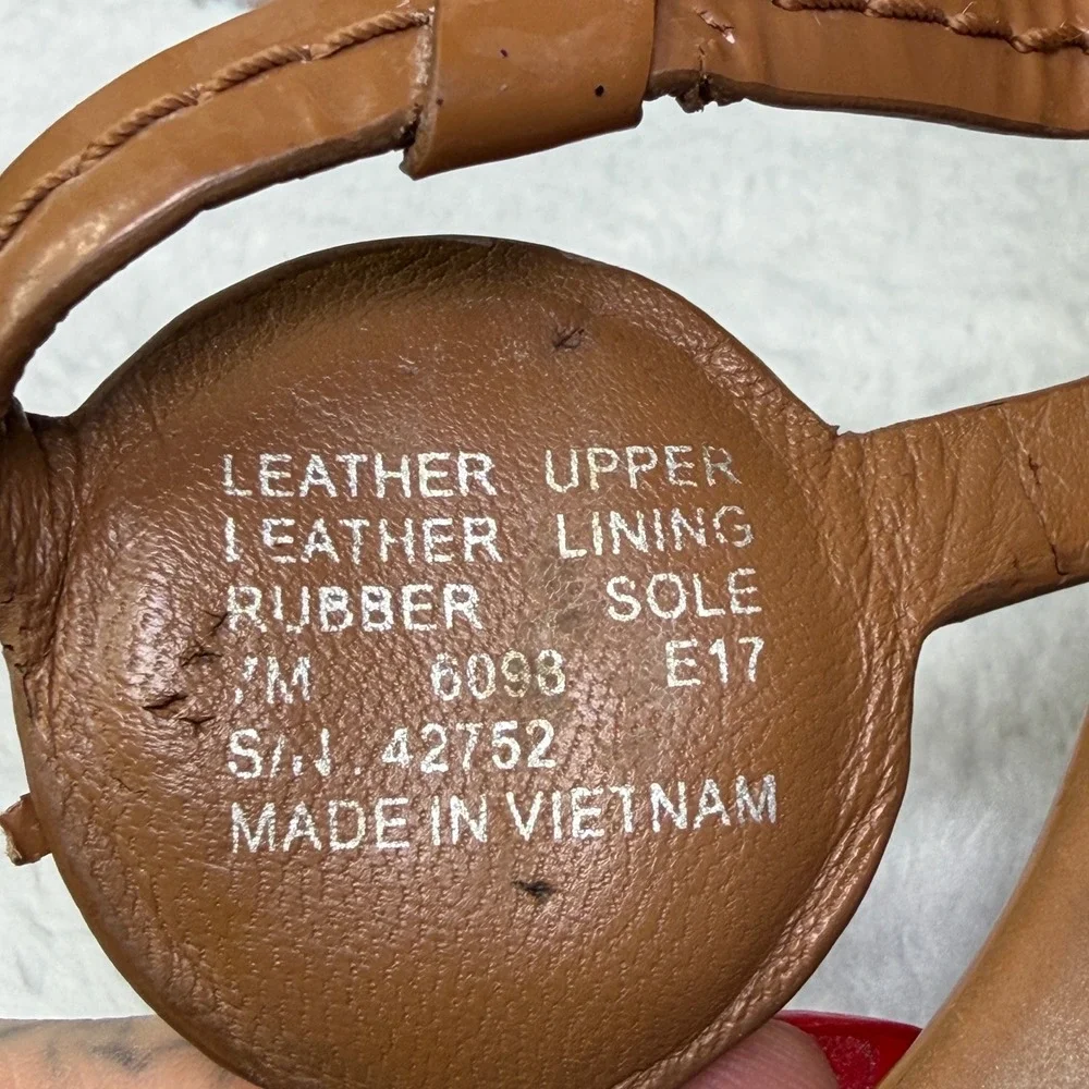 Tory Burch Miller Thong Sandals Womens 7 Tan Leather Slingback Flat 42752